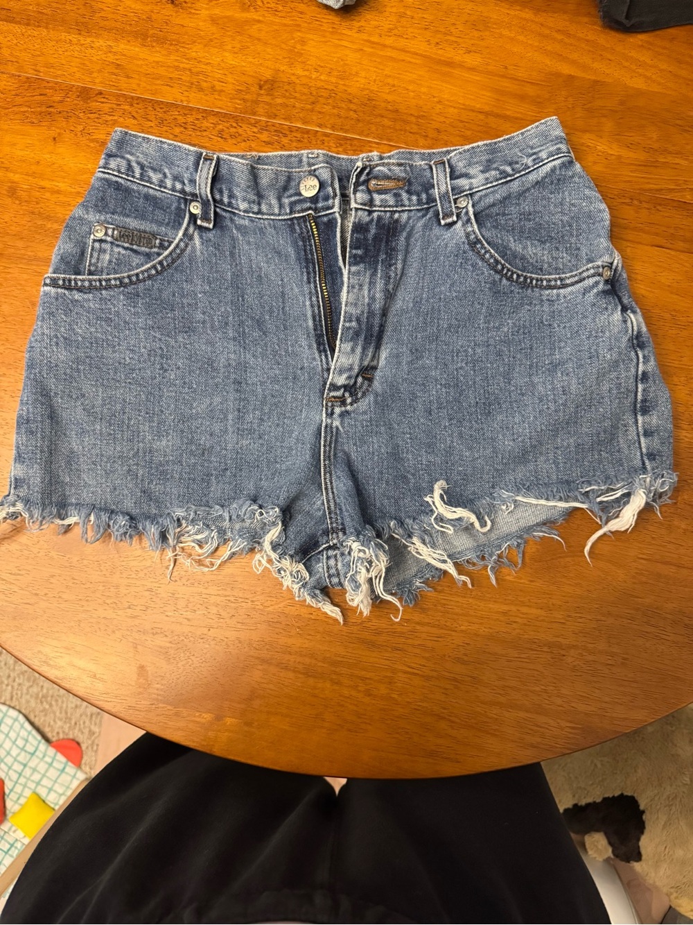 Lee Distressed Medium Blue Denim Cutoff Shorts